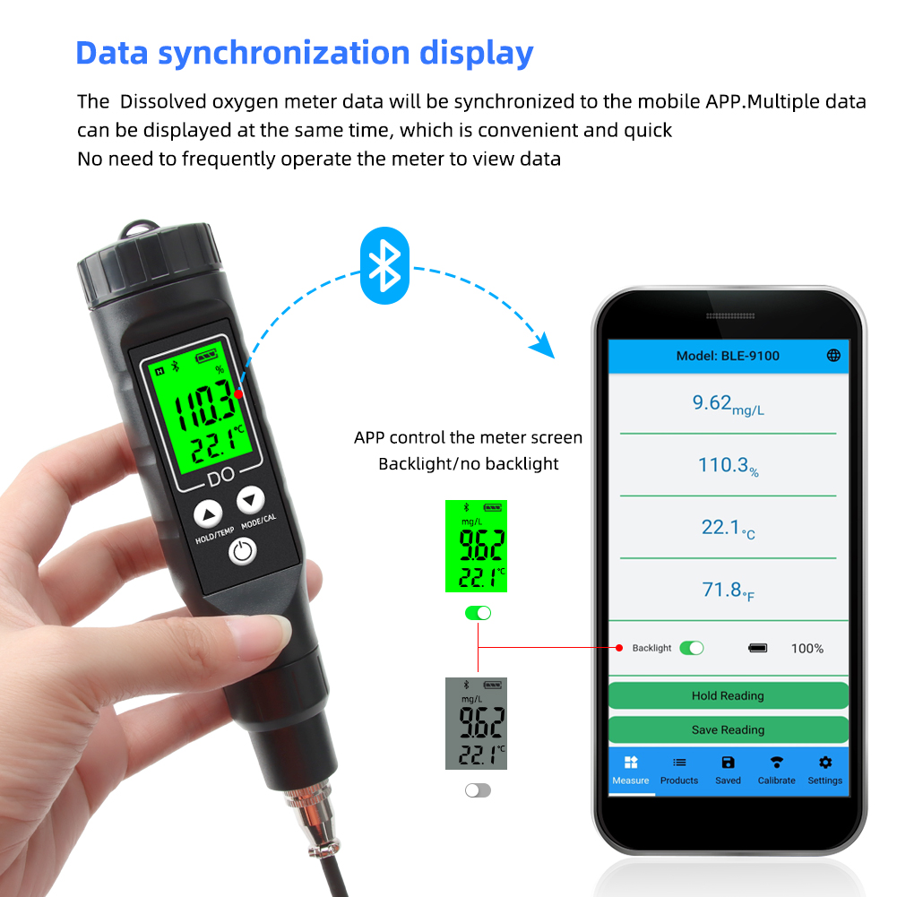 Do Oxygen Meter - BLE-9100 블루투스 용존산소 측정기 0.0-30.0mg/L 수경재배