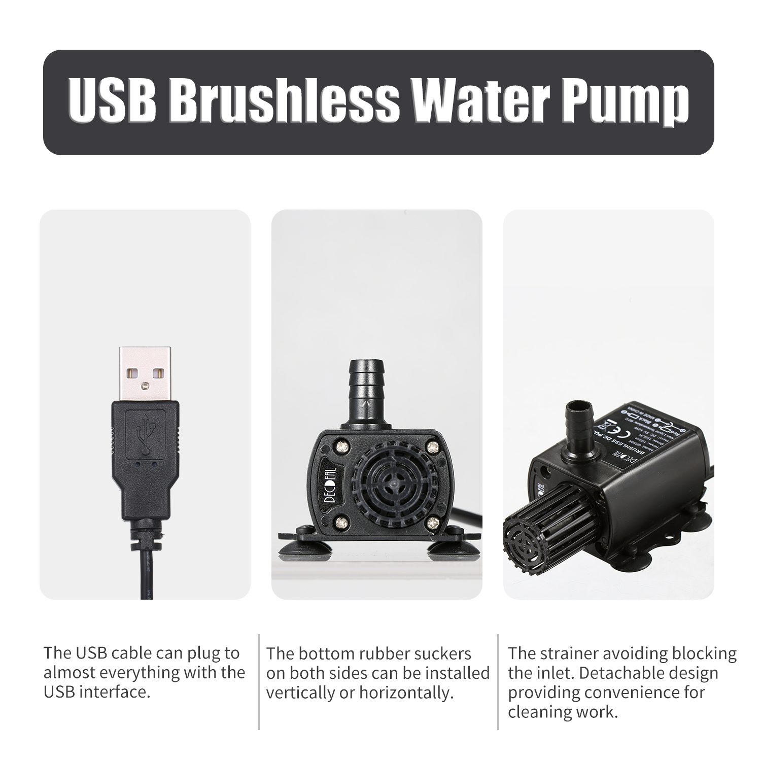 DECDEAL 채반 장착 USB 워터 펌프, 초저소음  - Water Pump Submersible Mini 리뷰 및 가격