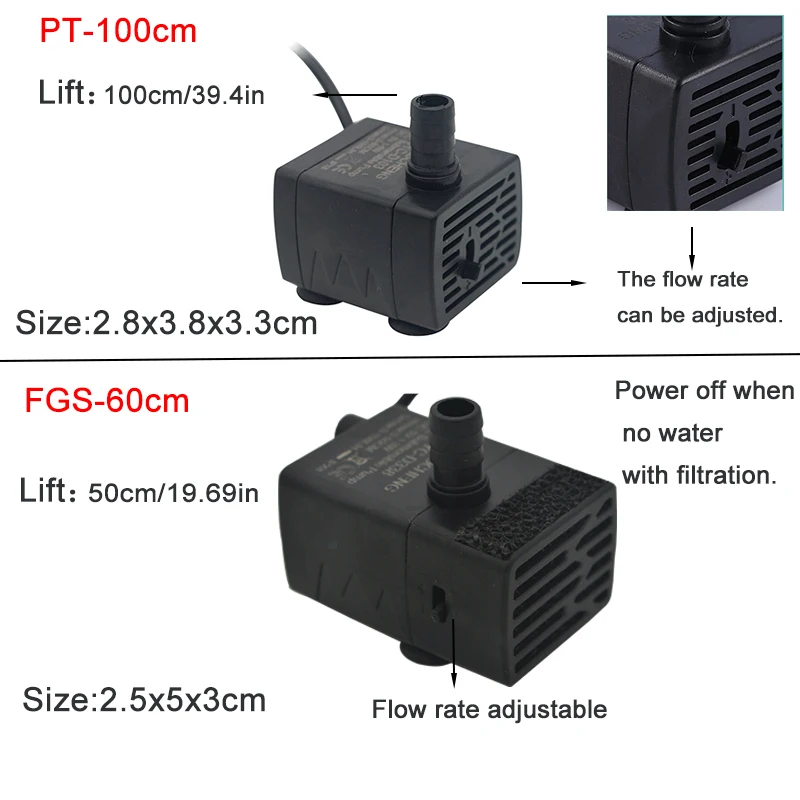 USB 수족관 수중 워터 펌프, 5V 5W 미니 조절식 - Water Pump Submersible Mini 리뷰 및 가격
